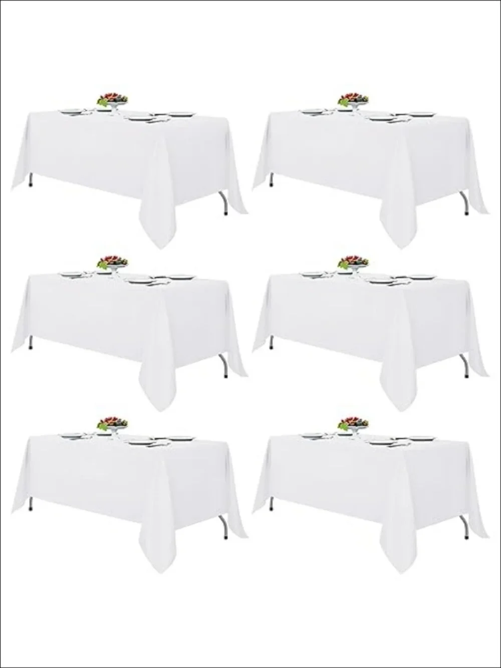 6 Pack Polyester Tablecloths 70x120 Inch for Rectangle Tables